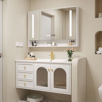 柜洗脸盆洗手盆柜组合卫生间洗漱台一体 b03-60白色陶瓷一体普非主图